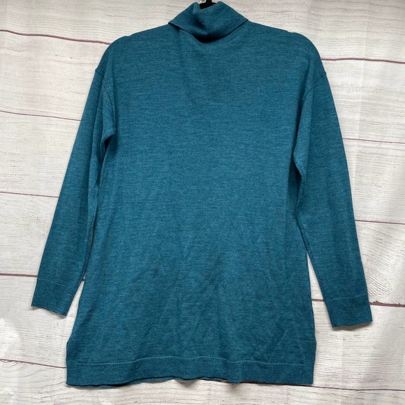 Talbots Teal Merino Wool Turtle Neck Sweater size M *Defect - Picture 4 of 7